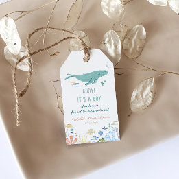 ホエールベイビーシャワーありがとう ギフトタグ