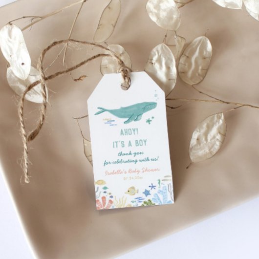 ホエールベイビーシャワーありがとう ギフトタグ