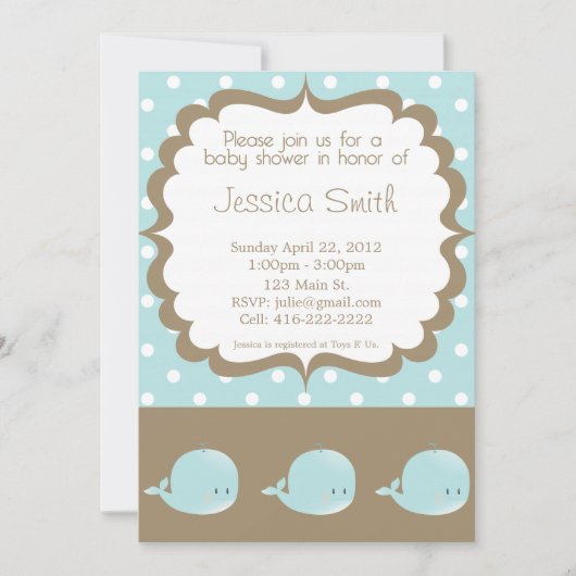 ホエールベイビーシャワー招待状 招待状 (正面)