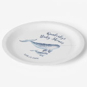 ホエールベビーシャワー水彩ブルー紙プレート ペーパープレート (アングル)