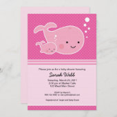 ホエールベビー&ママピンク招待状 招待状 (正面/裏面)