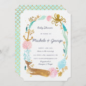 ホエールベビ航海のーシャワー招待状 招待状 (正面/裏面)