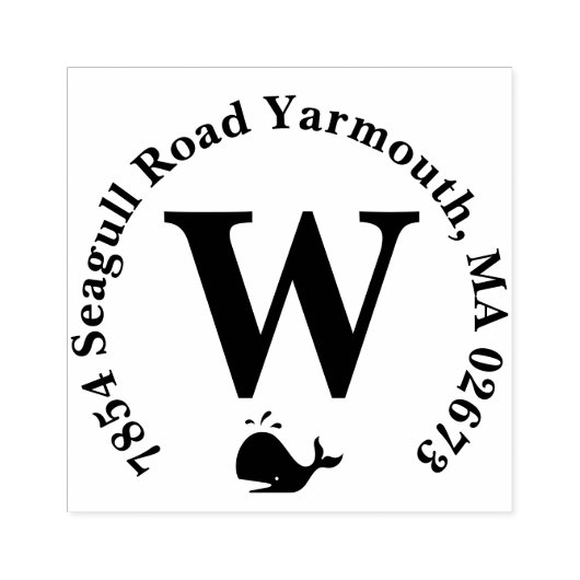 ホエールモノグラム差出人住所スタンプ ラバースタンプ (インプリント)