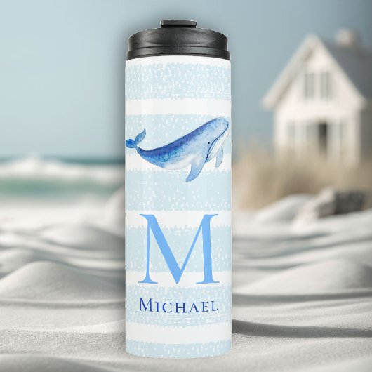 ホエールモノグラム航海のビーチストライプウォーターカラー タンブラー