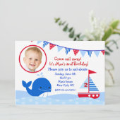 ホエール航海のヨットバースデーパーティ招待状 招待状 (スタンド正面)