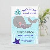 ホエール1歳の誕生日にスプラッシュオン招待状 招待状 (スタンド正面)