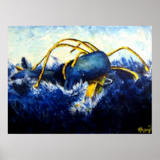 ホエールvsコロッサルイカオリジナルアーティストプリント ポスター