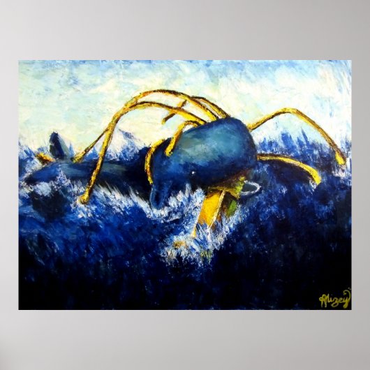 ホエールvsコロッサルイカオリジナルアーティストプリント ポスター (正面)