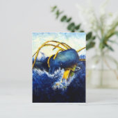 ホエールvsコロッサルイカオリジナルファインアート絵を描ズ ポストカード (スタンド正面)