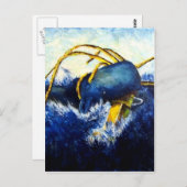ホエールvsコロッサルイカオリジナルファインアート絵を描ズ ポストカード (正面/裏面)