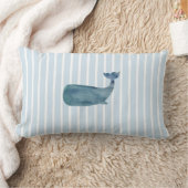 ホエー絵を描ル航海のストライプ ランバークッション (ブランケット)