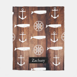 ホエー航海のルいかり&ヘルムダークウッドプランクス フリースブランケット