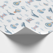 ホエー航海のルと電球の水彩パターン ラッピングペーパー (角)