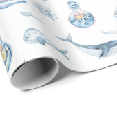 ホエー航海のルと電球の水彩パターン ラッピングペーパー (ロールコーナー)