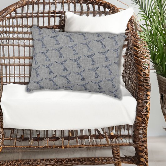 ホエー航海のルのテールラインアート アクセントクッション