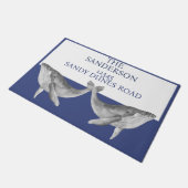 ホエー航海のルグレイ青と白 ドアマット (アングル)