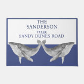 ホエー航海のルグレイ青と白 ドアマット (正面)