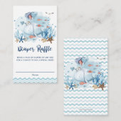 ホエー航海のルブルー赤ちゃんシャワーおむつラッフル エンクロージャーカード (正面/裏面)