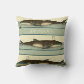 ホエー航海のルヴィンテージ水彩グレータンブルー クッション (裏面)