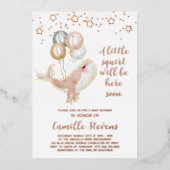 ホエー航海のル水彩赤ちゃんシャワーガール 箔招待状 (正面)