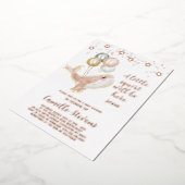 ホエー航海のル水彩赤ちゃんシャワーガール 箔招待状 (回転した状態)