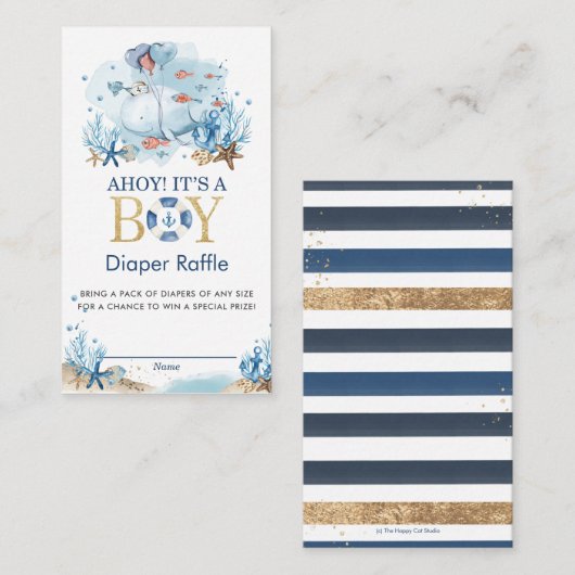 ホエー航海のル男の子おむつラッフル エンクロージャーカード (正面/裏面)