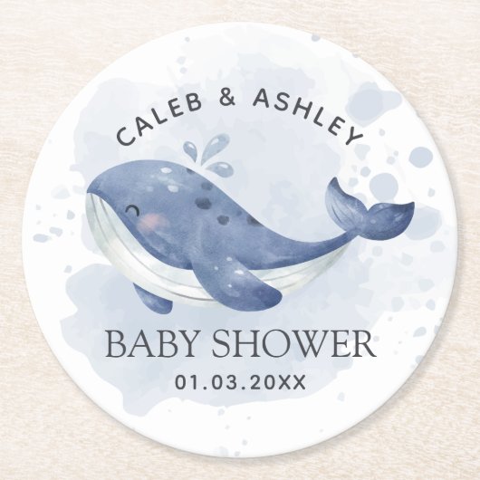 ホエー航海のル赤ちゃんシャワーコースター ラウンドペーパーコースター (正面)