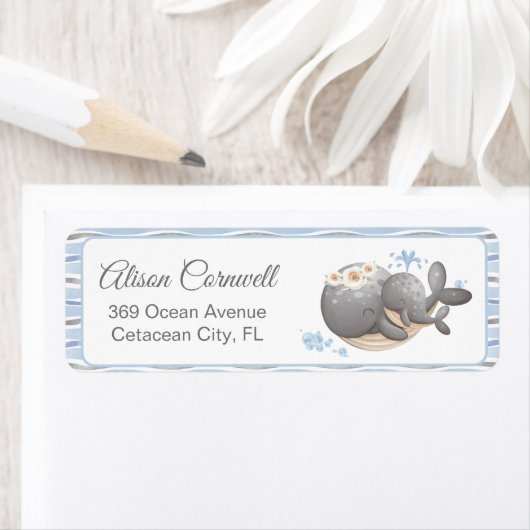 ホエー航海のル赤ちゃんシャワー差出人住所ラベル ラベル (インサイチュ)