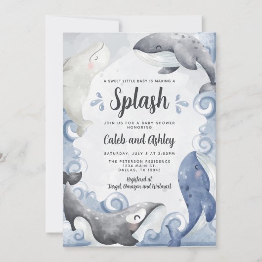 ホエー航海のル赤ちゃんシャワー招待状招待状 招待状 (正面)