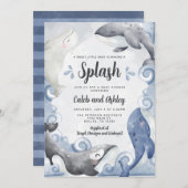 ホエー航海のル赤ちゃんシャワー招待状招待状 招待状 (正面/裏面)