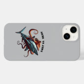 ホオジロザメに巻きつくタコ URM Case-Mate iPhoneケース (裏面 (横))