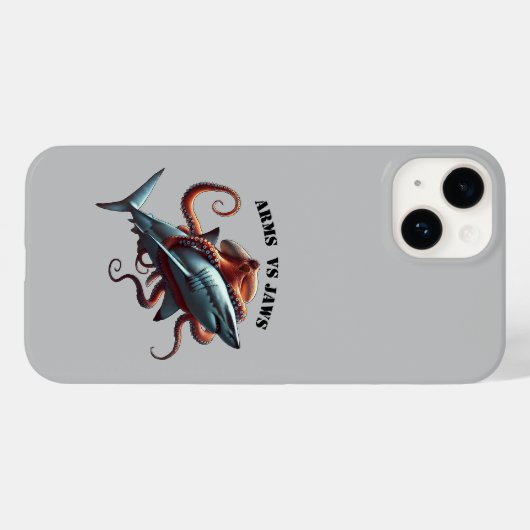 ホオジロザメに巻きつくタコ URM Case-Mate iPhoneケース (裏面 (横))