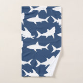 ホオジロザメのシルエット及びオーシャンブルー バスタオルセット (ハンドタオル)