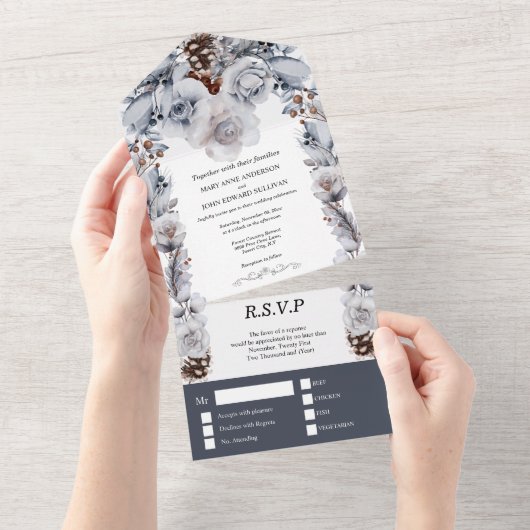 ホオジロバラマツ オールインワン招待状 (貼ってはがせる)