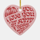 ホオポノハート型文字赤 セラミックオーナメント (正面)
