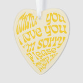 ホオポノハート形文字黄 オーナメント (正面)