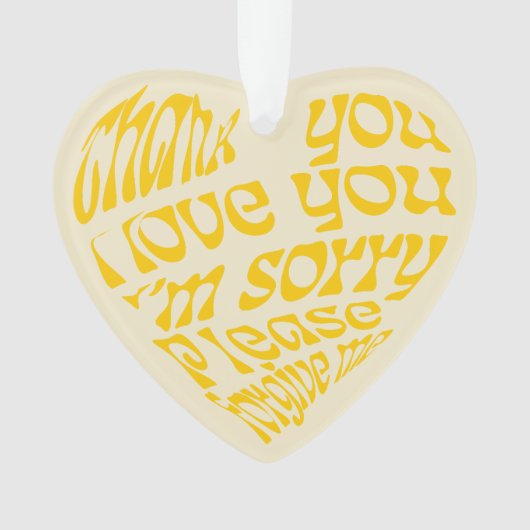 ホオポノハート形文字黄 オーナメント (正面)