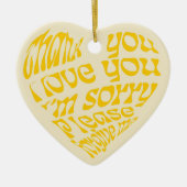 ホオポノハート形文字黄 セラミックオーナメント (正面)