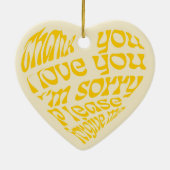 ホオポノハート形文字黄 セラミックオーナメント (裏面)