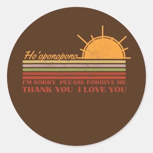 ホオポノプノハワイアン祈りの言葉瞑想ヨガサン ラウンドシール (正面)