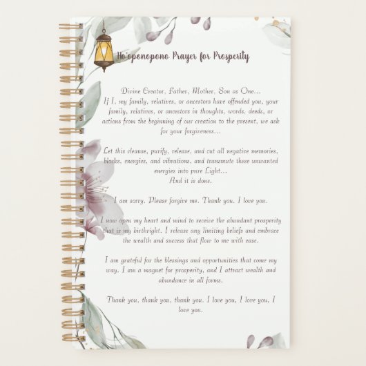 ホオポノプノ祈りの言葉繁栄 プランナー手帳 (正面)