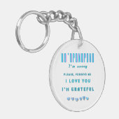 ホオポノポノヒーリングマントラ – ライトブルースピリチュアル キーホルダー (正面左)