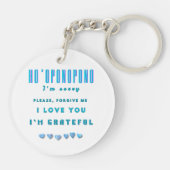 ホオポノポノヒーリングマントラ – ライトブルースピリチュアル キーホルダー (裏面)