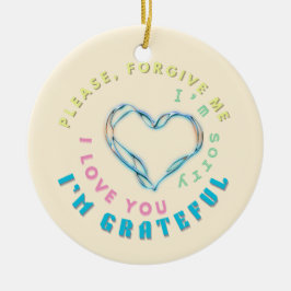 ホオポノポノヒーリングマントラ – ライトブルースピリチュアル セラミックオーナメント