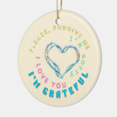 ホオポノポノヒーリングマントラ – ライトブルースピリチュアル セラミックオーナメント (左)