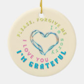 ホオポノポノヒーリングマントラ – ライトブルースピリチュアル セラミックオーナメント (裏面)