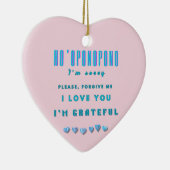 ホオポノポノヒーリングマントラ – ライトブルースピリチュアル セラミックオーナメント (右)