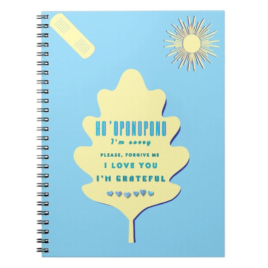 ホオポノポノヒーリングマントラ – ライトブルースピリチュアル ノートブック (正面)