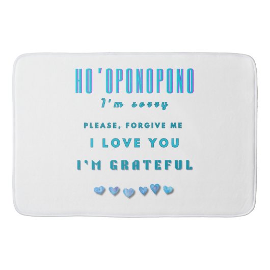 ホオポノポノヒーリングマントラ – ライトブルースピリチュアル バスマット (正面)