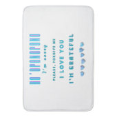 ホオポノポノヒーリングマントラ – ライトブルースピリチュアル バスマット (正面縦)